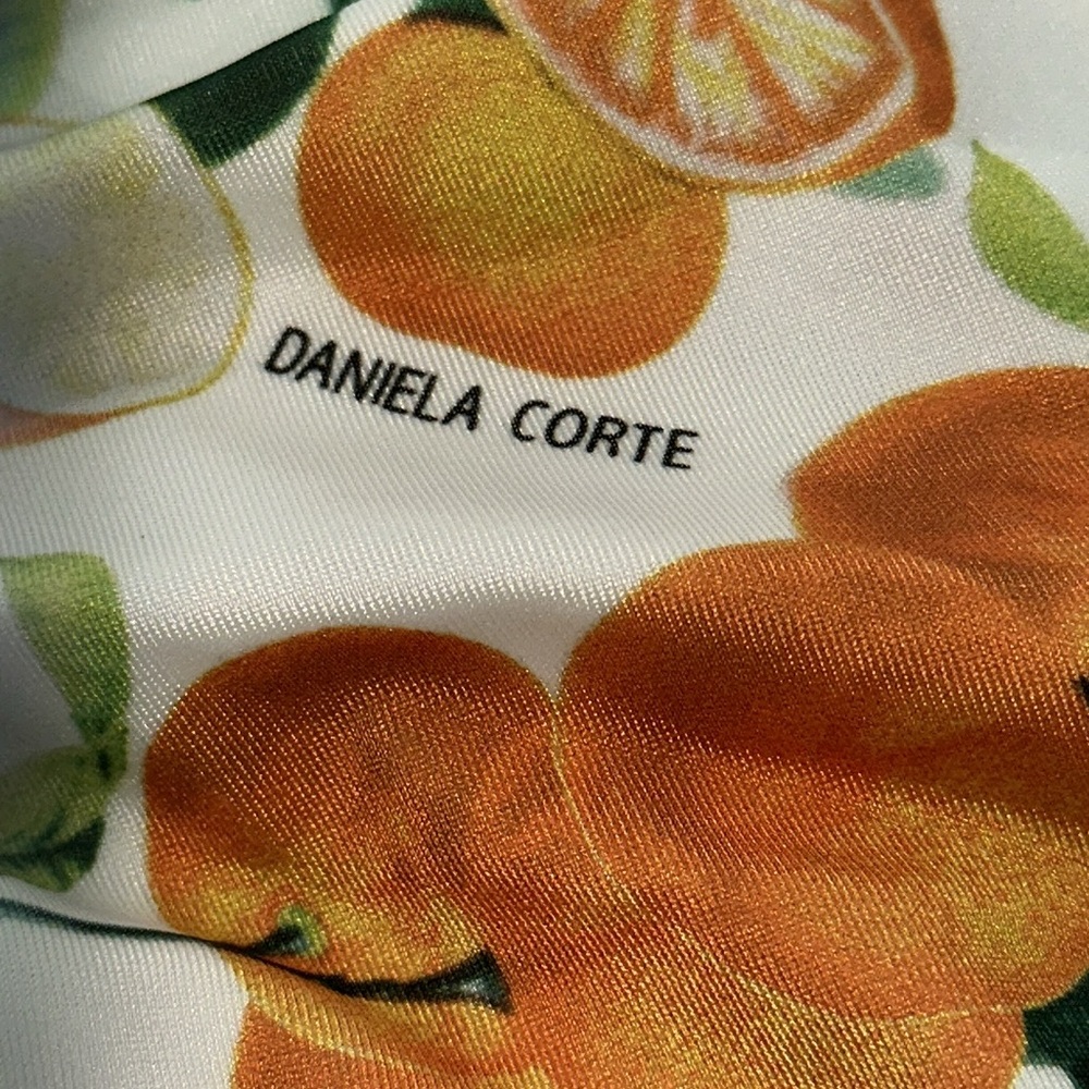 DANIELA CORTE White Citrus Print One Piece Swimsuit Silver accent Size Medium - Picture 6 of 14